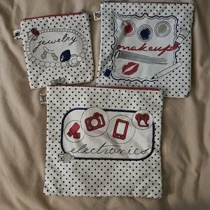 Black and White Polka Dot Travel Pouch Set